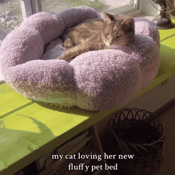 Floral Plush Donut Cat Bed