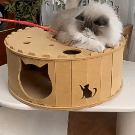 Foldaway Cat Tunnel House with Scratch & Rest Areas