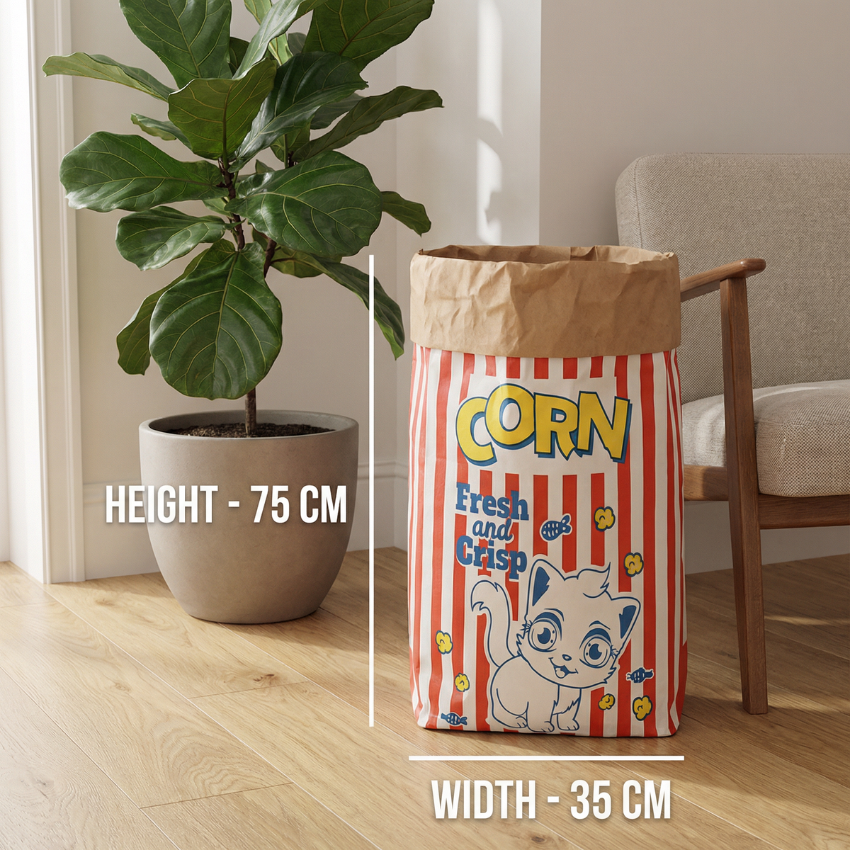 Popcorn-Bag Cardboard Cat Hideaway