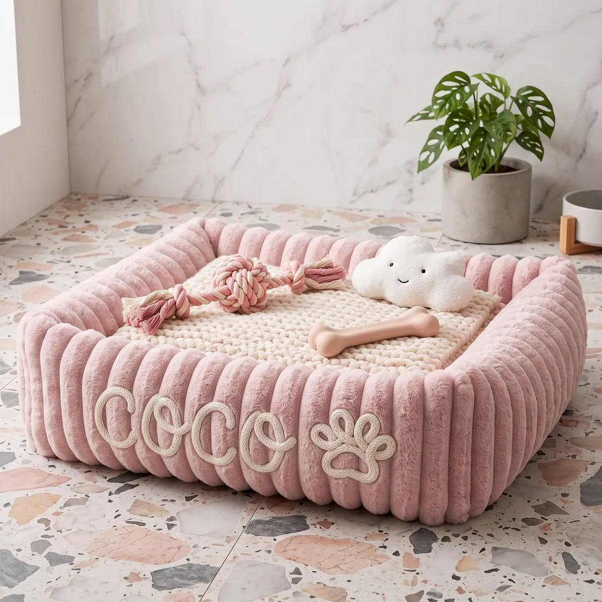 Personalised Cloud-Style Cat Bolster Bed