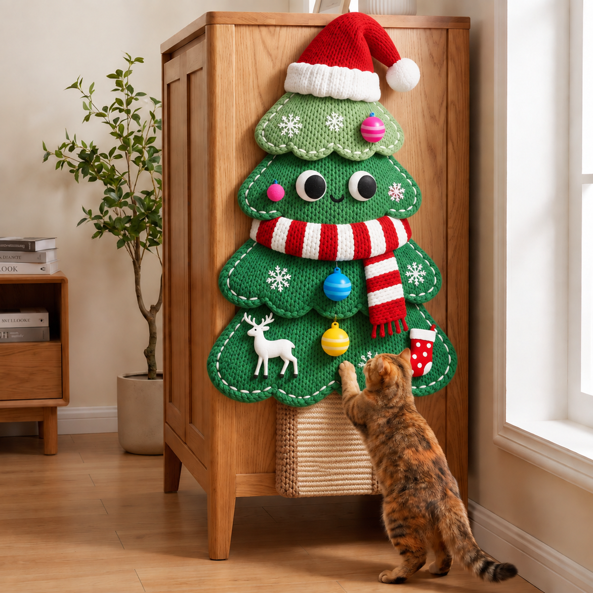 Woven Cat Scratch Mat with Adhesive Back & Play Toy