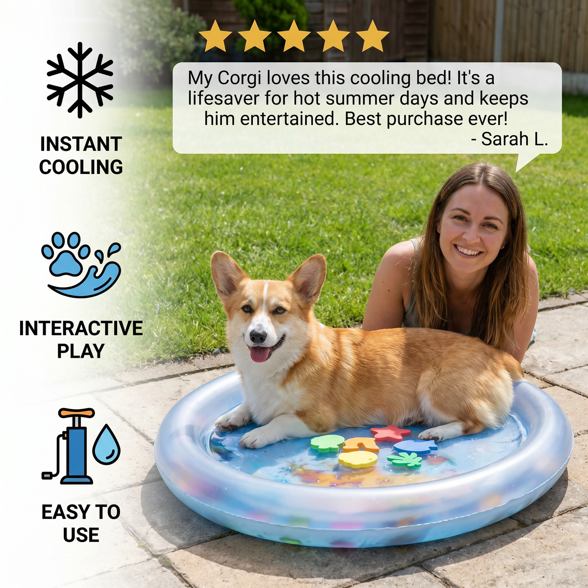 Interactive Water-Filled Dog Cooling Bed 2.0