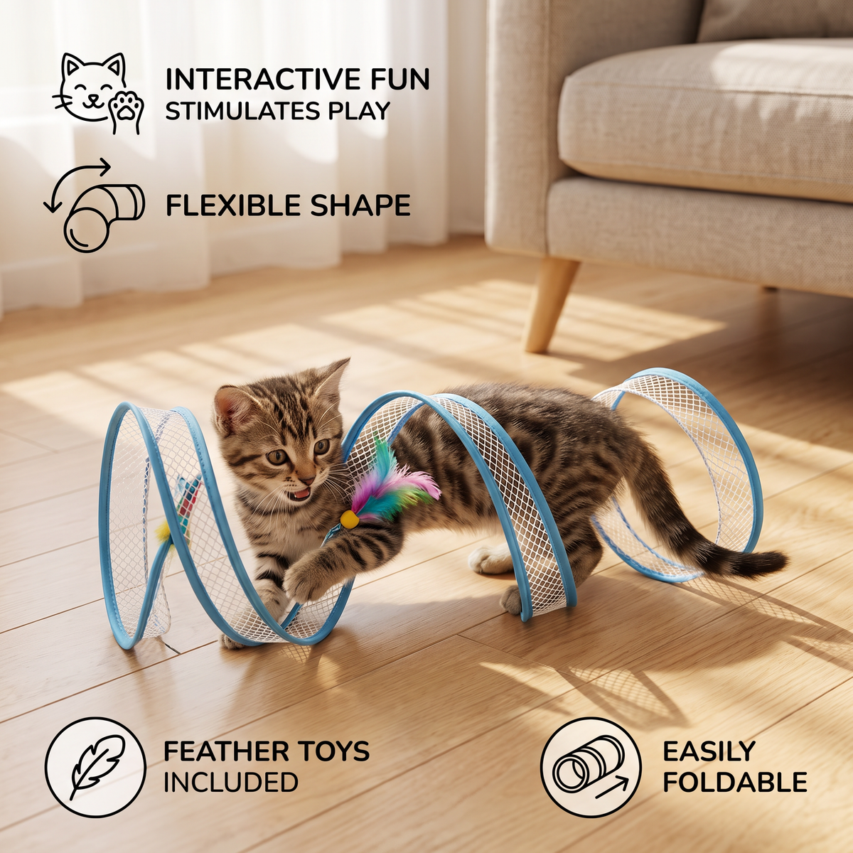 Foldaway S-Curve Cat Play Tunnel