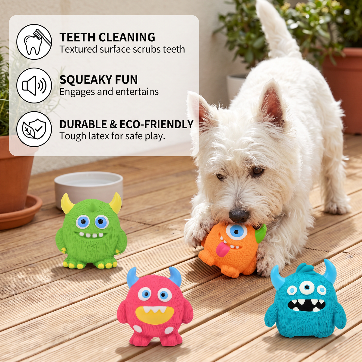 Monster Latex Dog Toy with Squeaker
