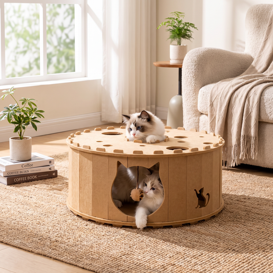 Foldaway Cat Tunnel House with Scratch & Rest Areas