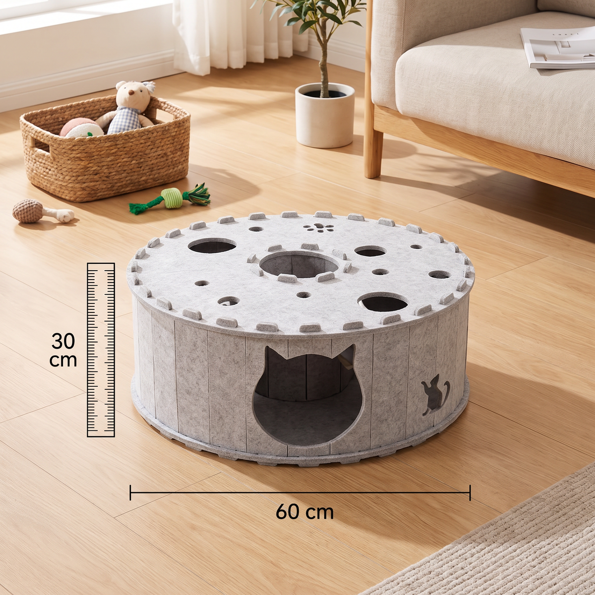 Foldaway Cat Tunnel House with Scratch & Rest Areas