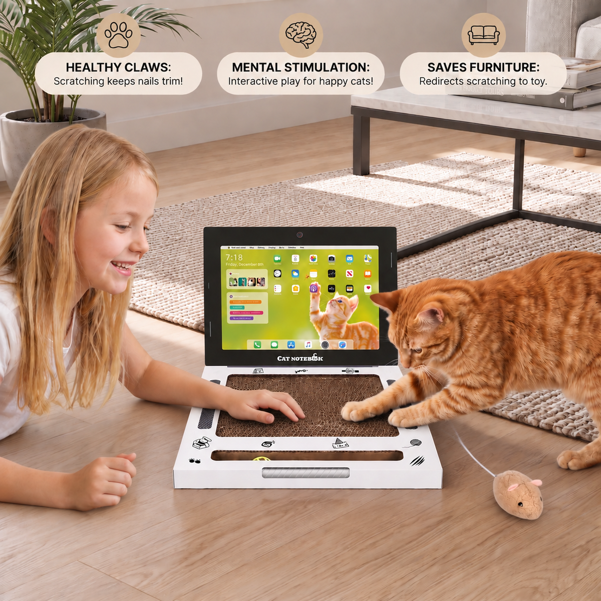 Laptop-Shaped Cardboard Cat Scratcher