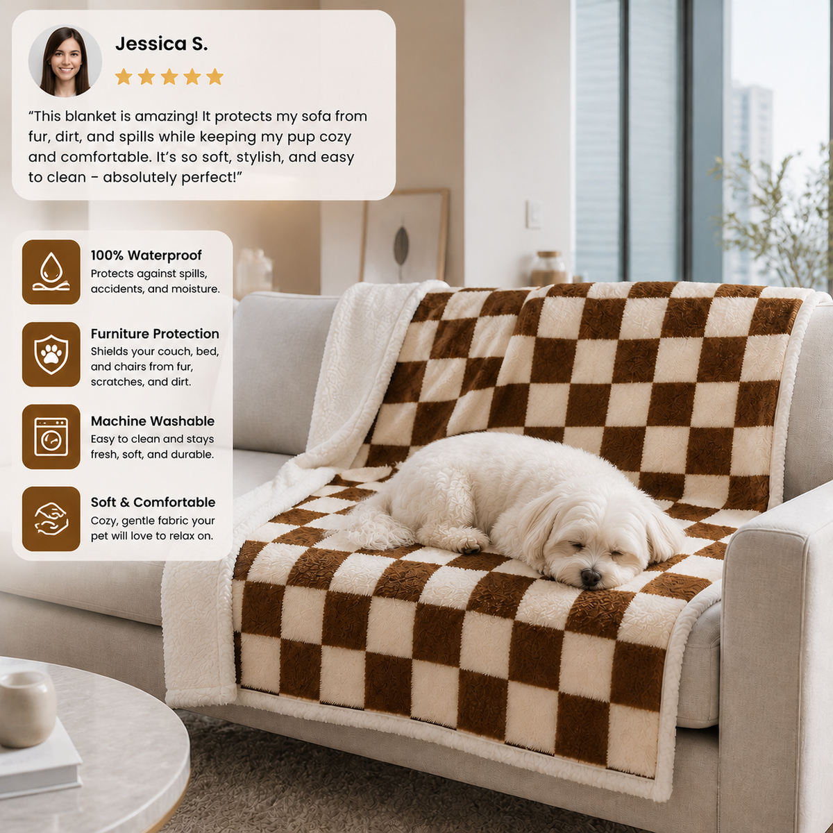 Reversible Waterproof Pet Furniture Blanket