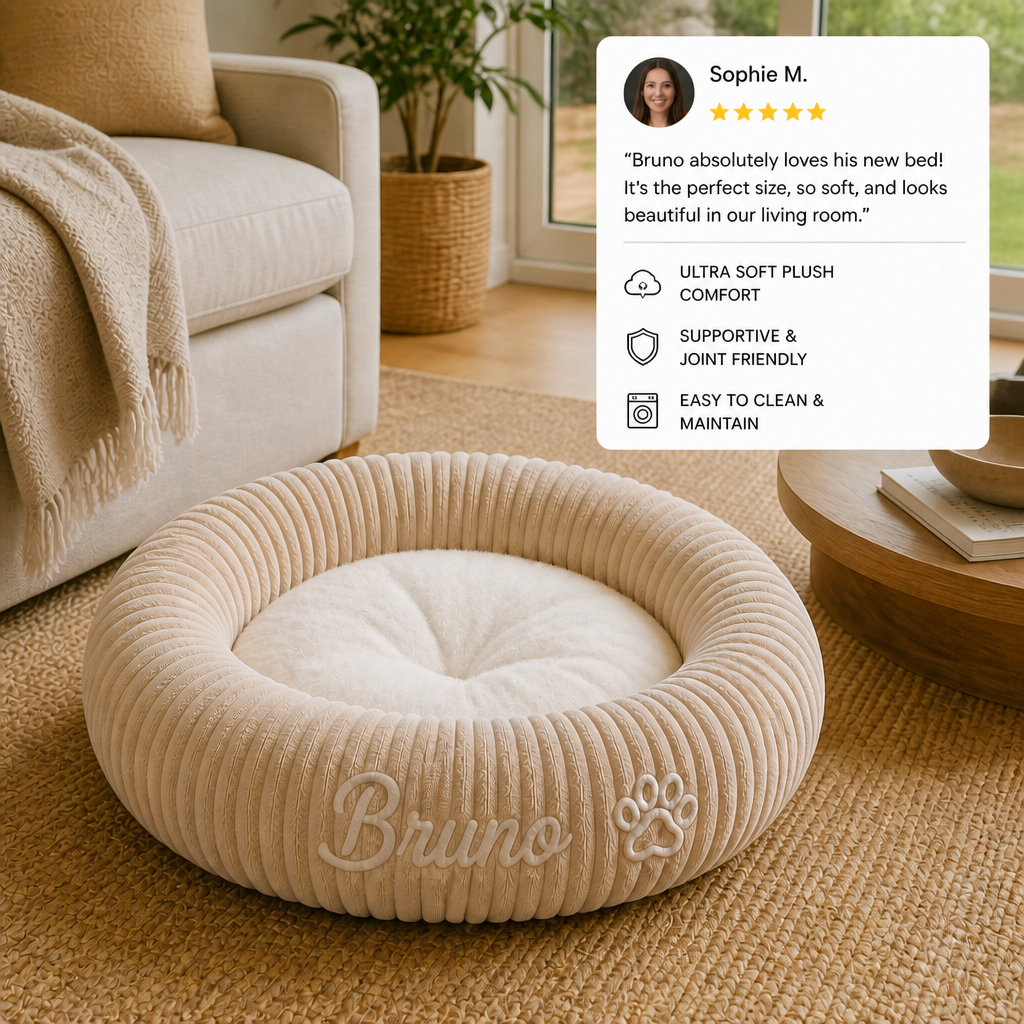 Personalised Round Plush Dog Bed