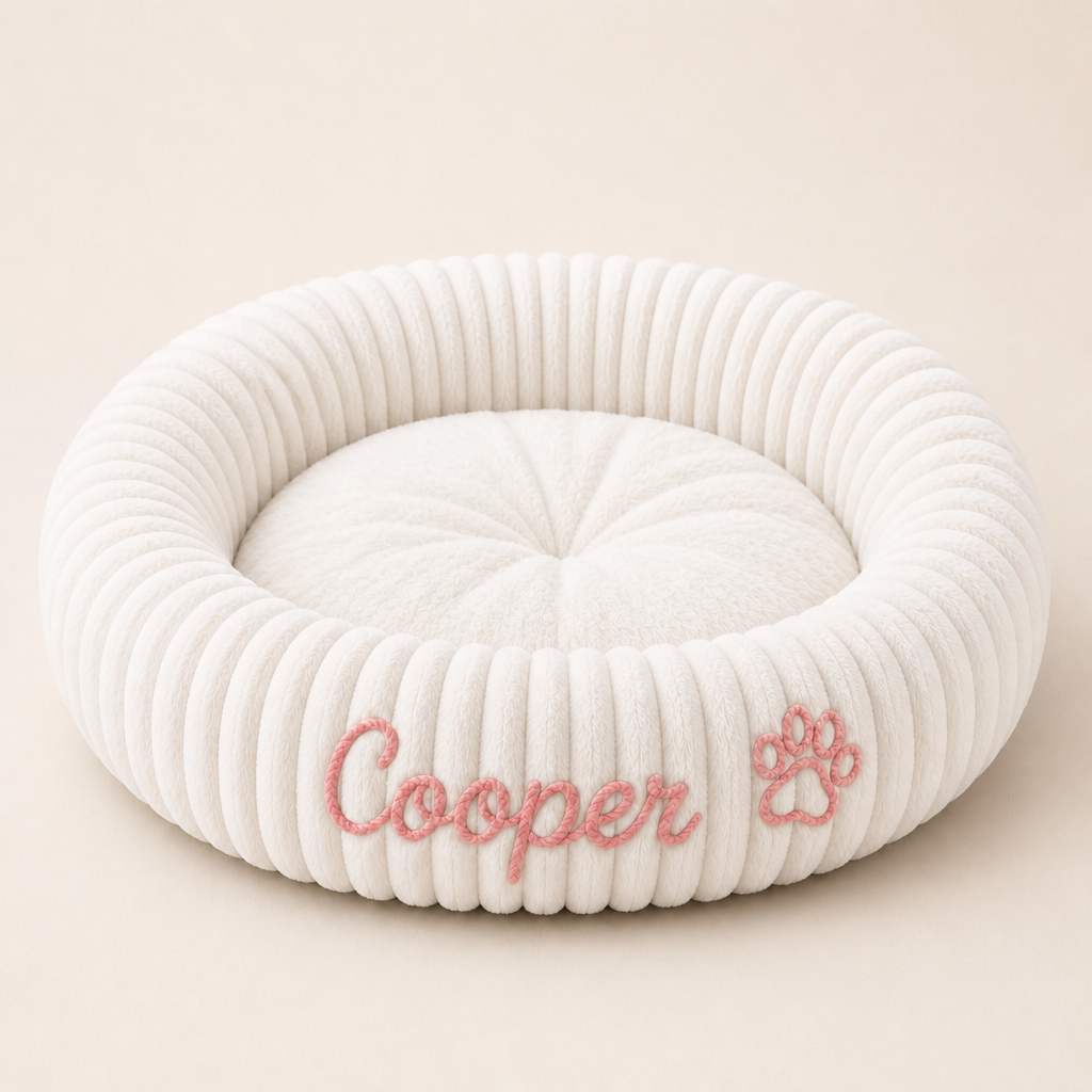 Personalised Round Plush Dog Bed