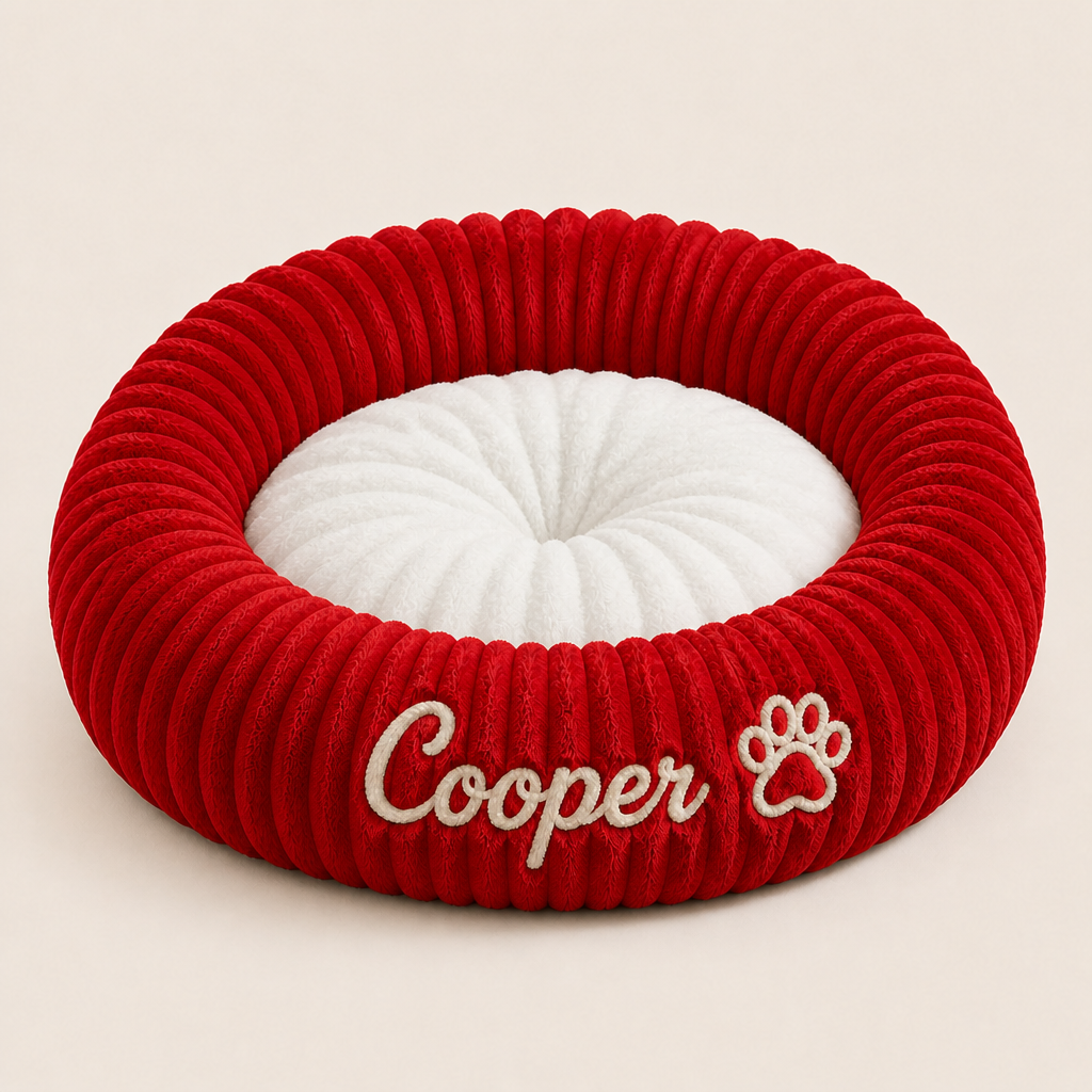 Personalised Round Plush Dog Bed