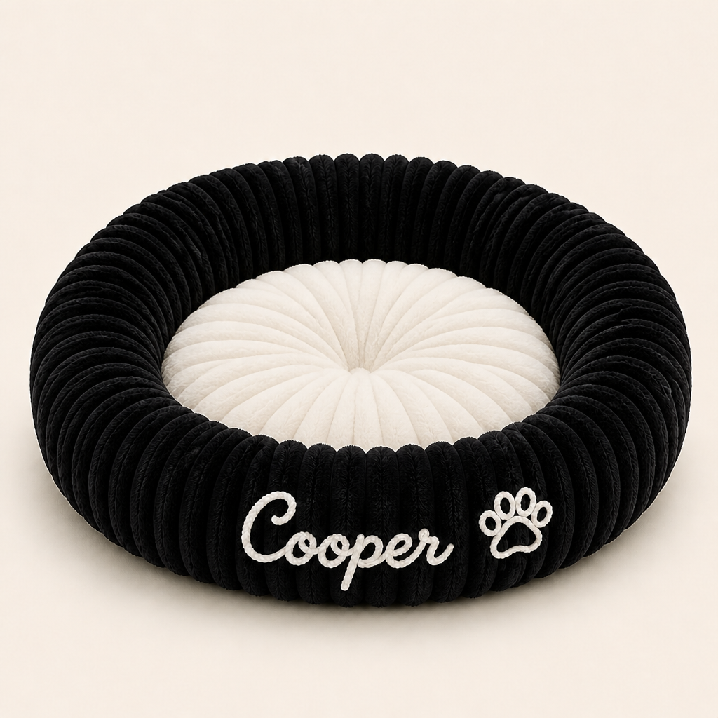 Personalised Round Plush Dog Bed