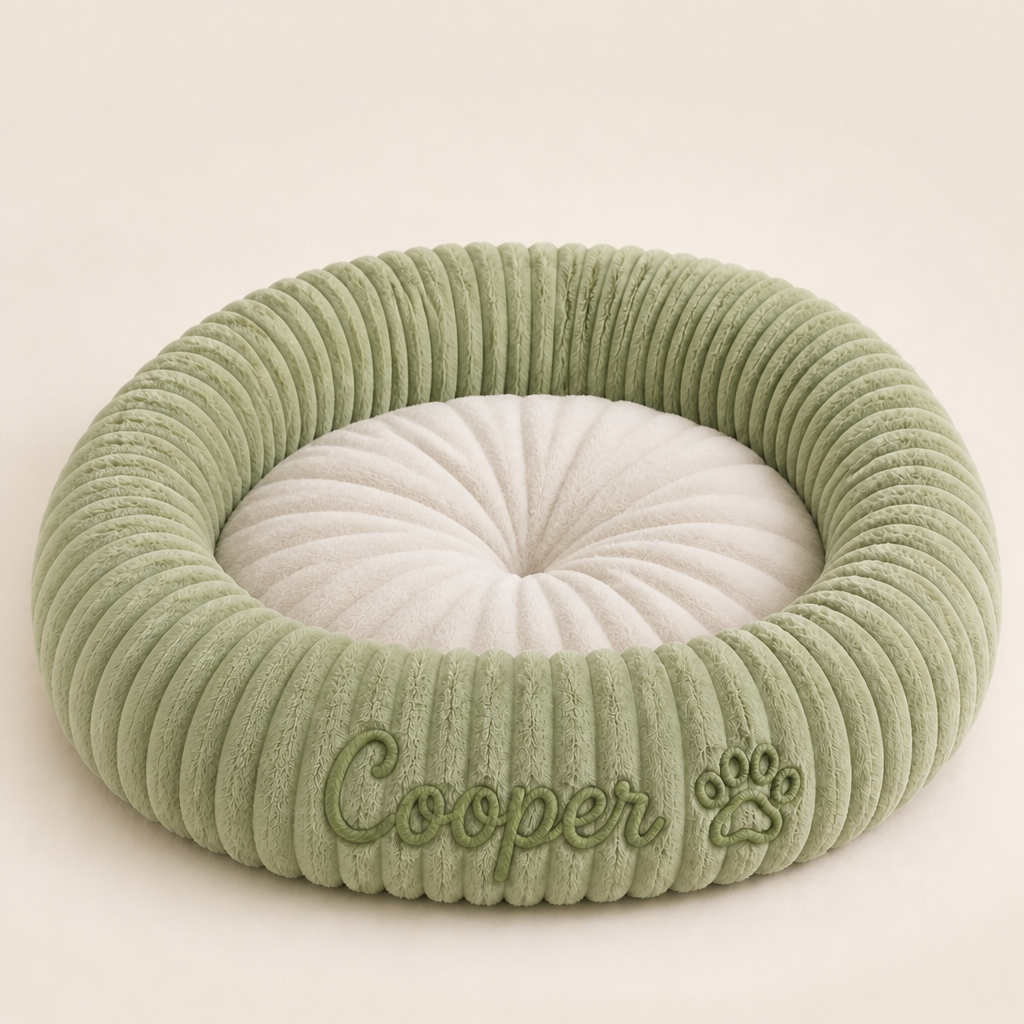 Personalised Round Plush Dog Bed