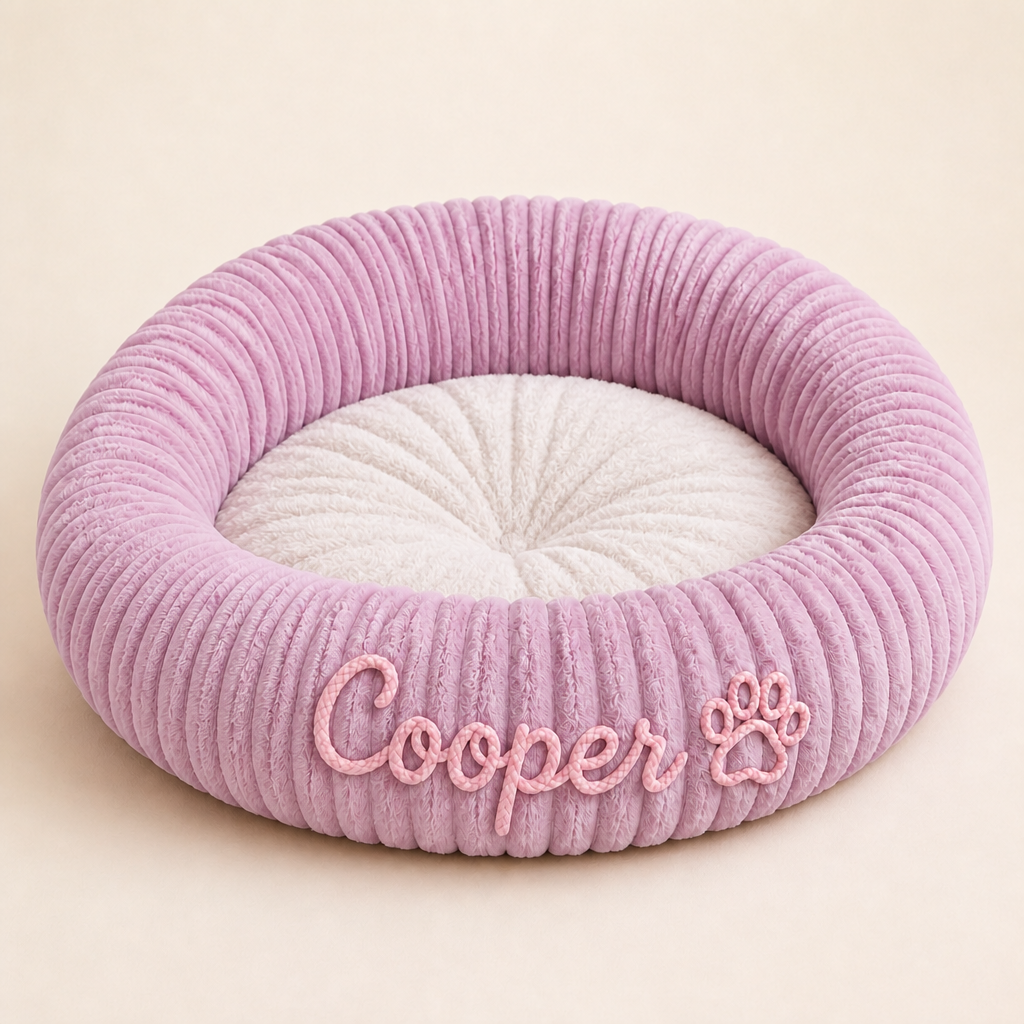 Personalised Round Plush Dog Bed