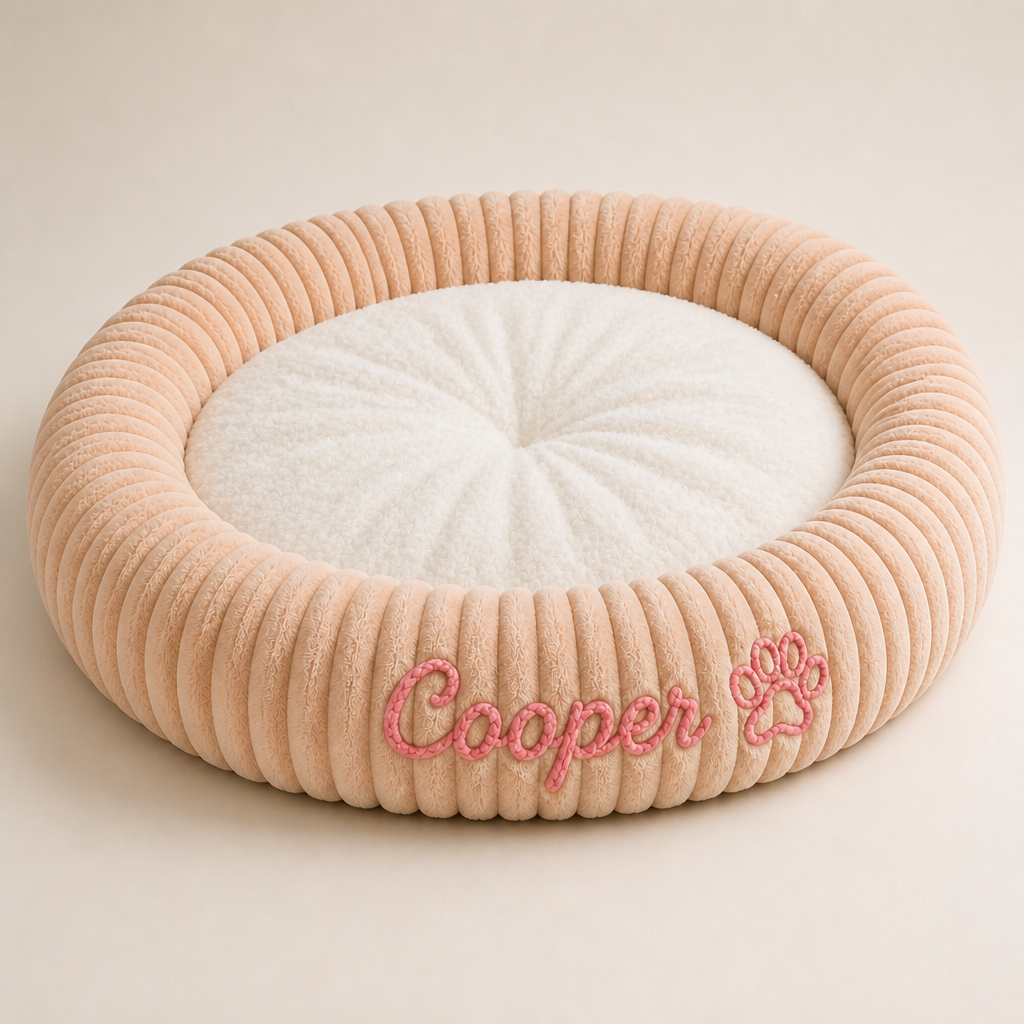 Personalised Round Plush Dog Bed