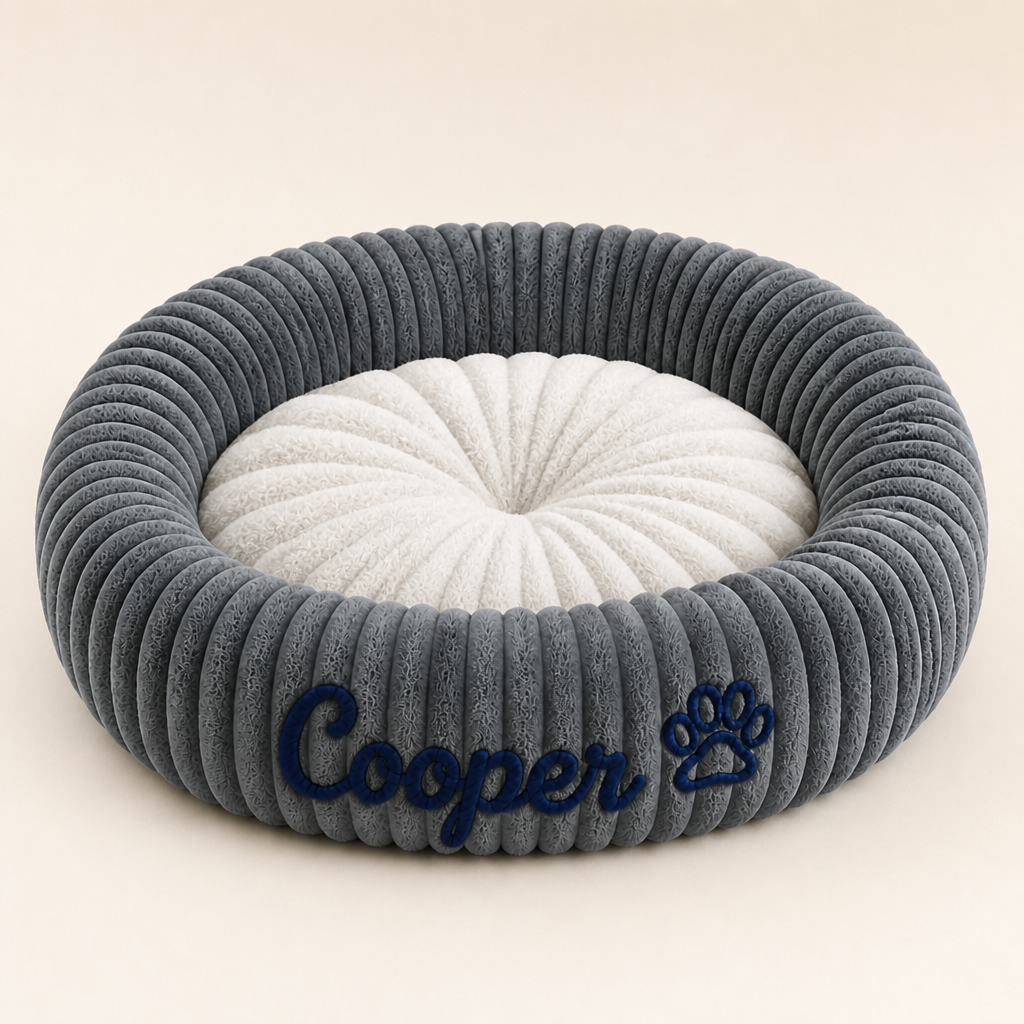 Personalised Round Plush Dog Bed