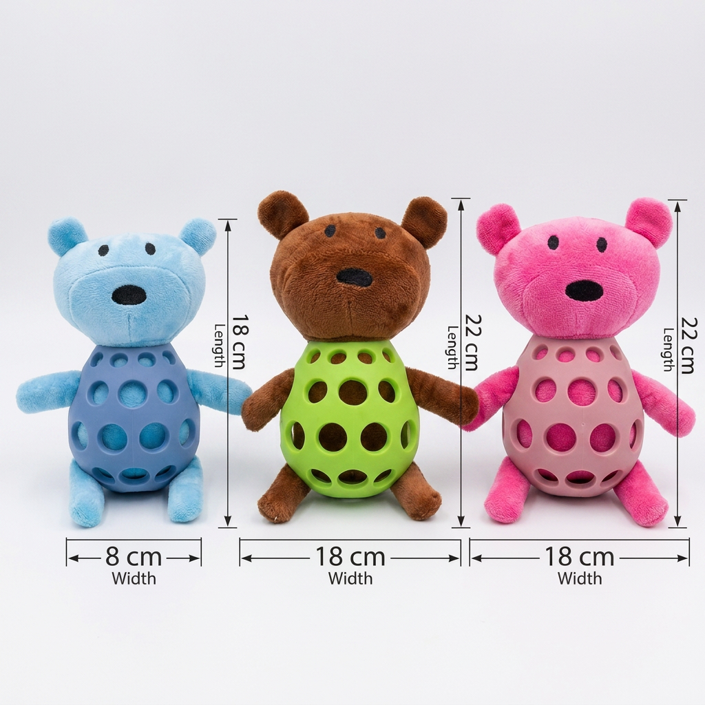 2-in-1 Squeaky Bear & Textured Chew Ball for Dogs
