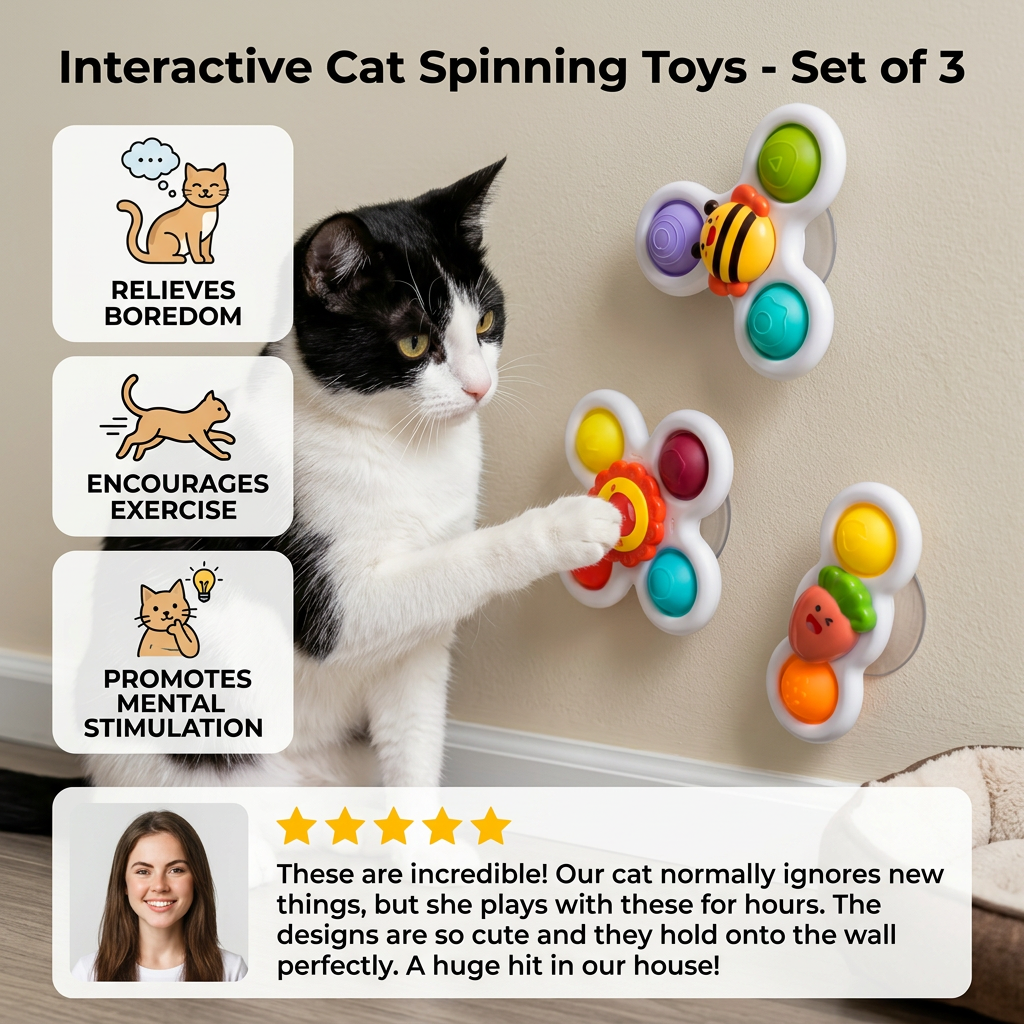 Spinning Cat Activity Toys — Set of 3