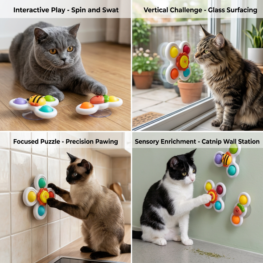 Spinning Cat Activity Toys — Set of 3