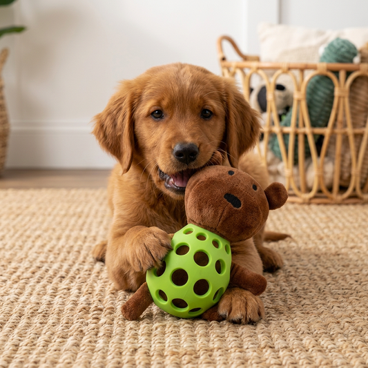 2-in-1 Squeaky Bear & Textured Chew Ball for Dogs