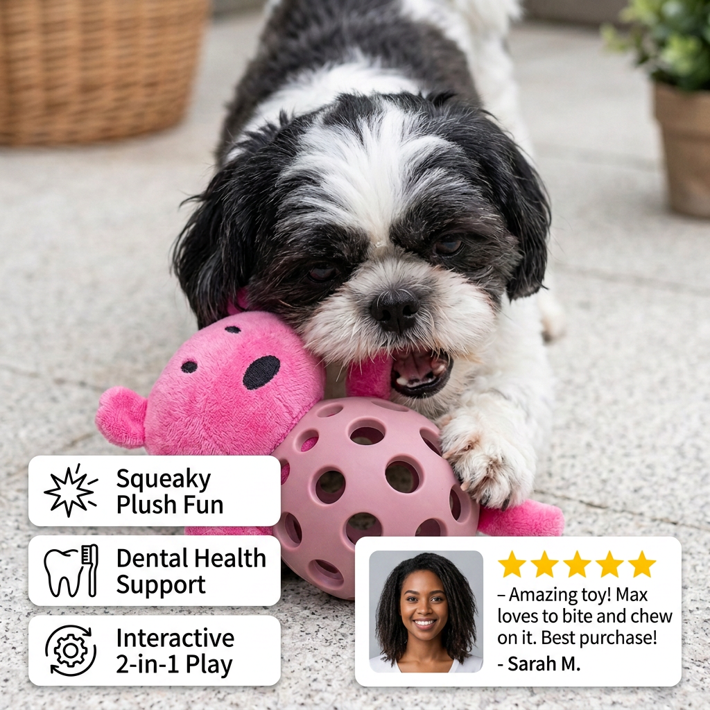 2-in-1 Squeaky Bear & Textured Chew Ball for Dogs