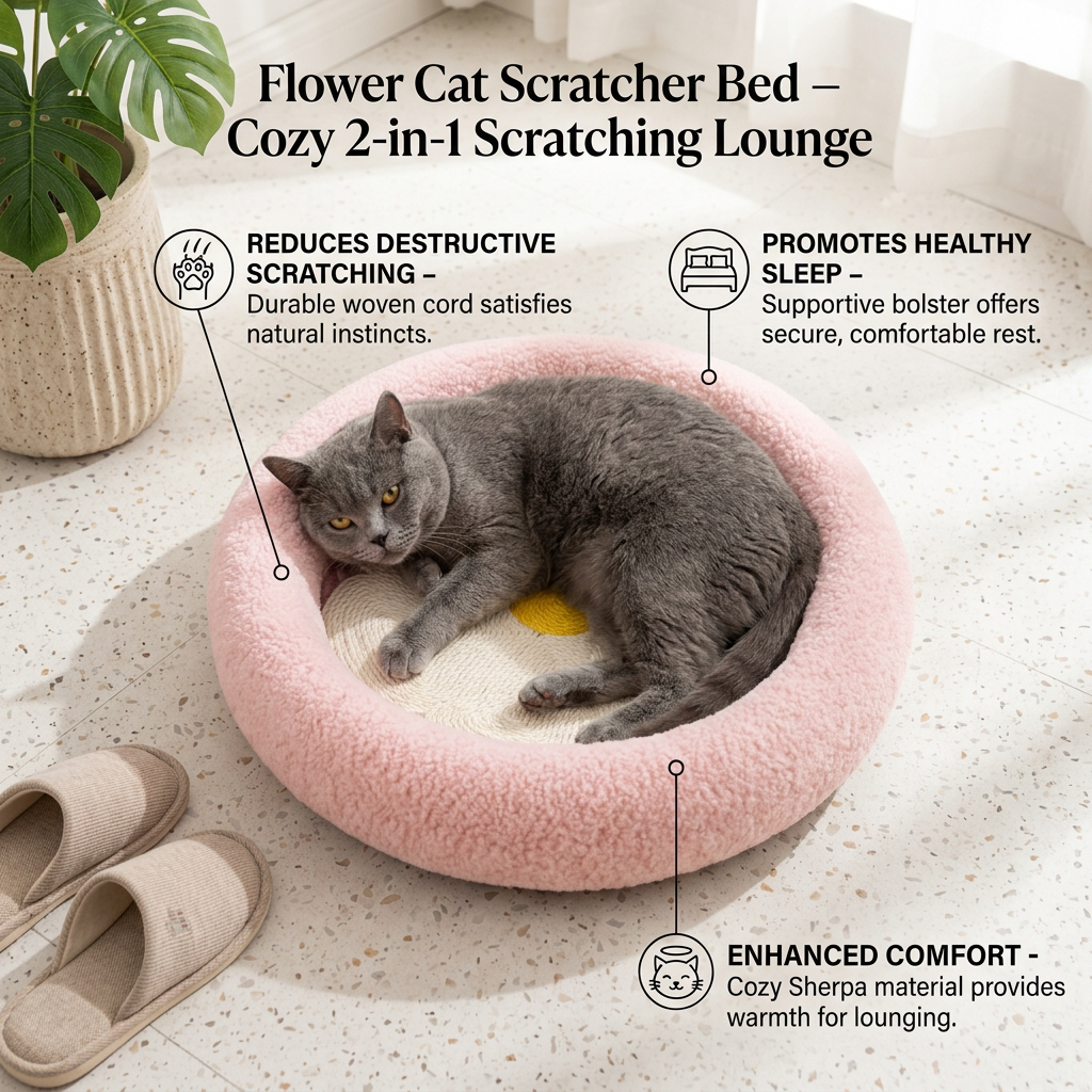Flower-Shaped Cat Scratch & Lounge Bed