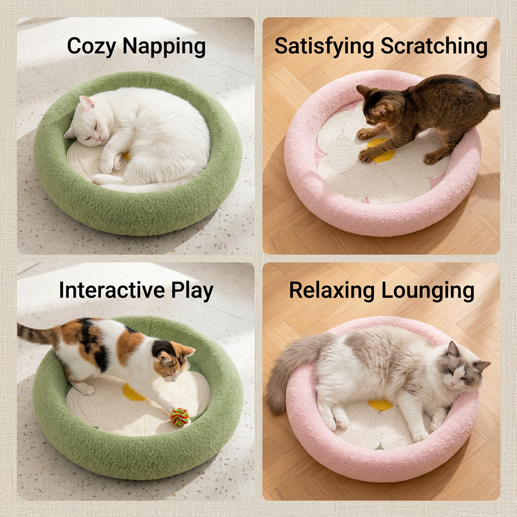 Flower-Shaped Cat Scratch & Lounge Bed