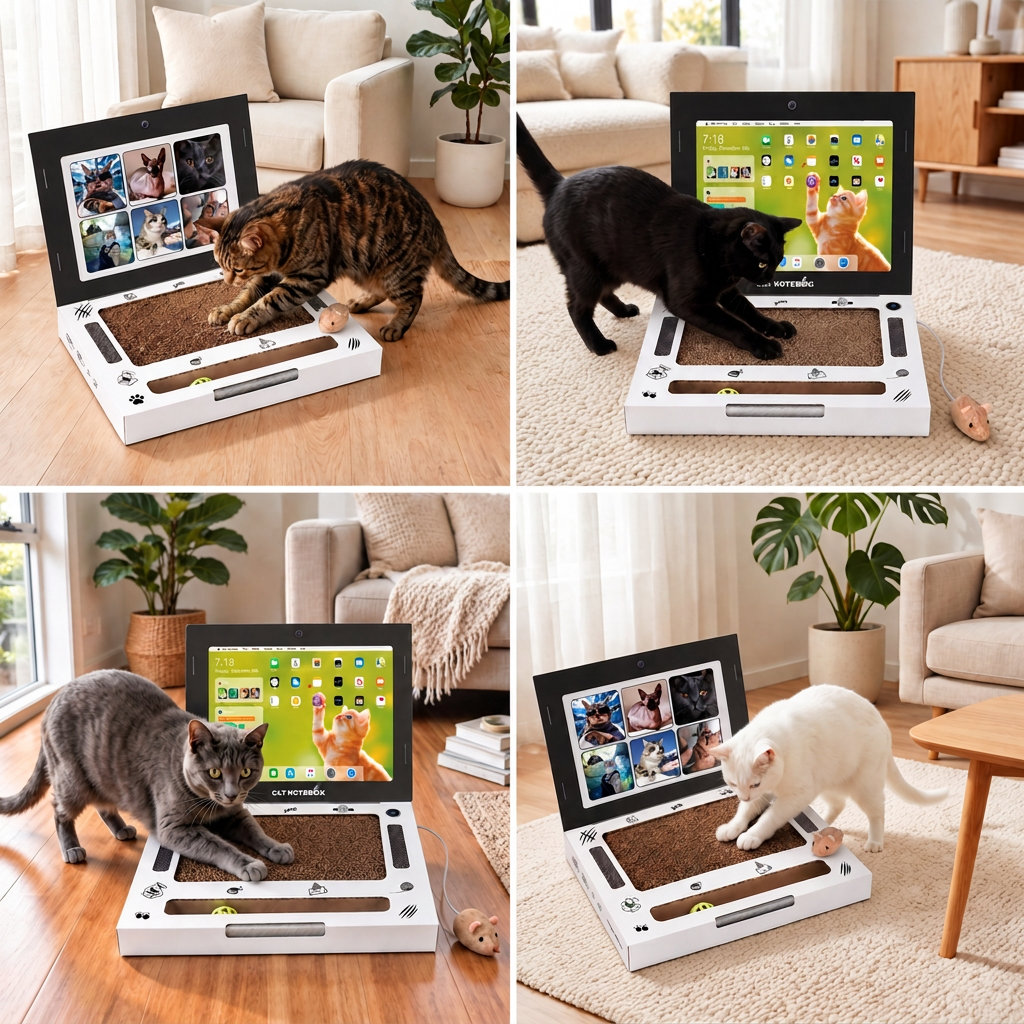 Laptop-Shaped Cardboard Cat Scratcher