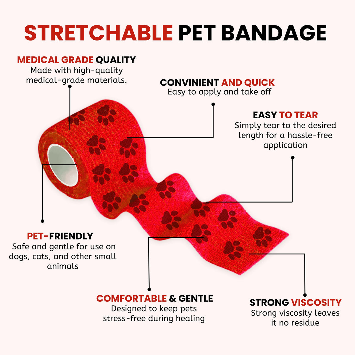Self-Adhering Pet Paw Wrap