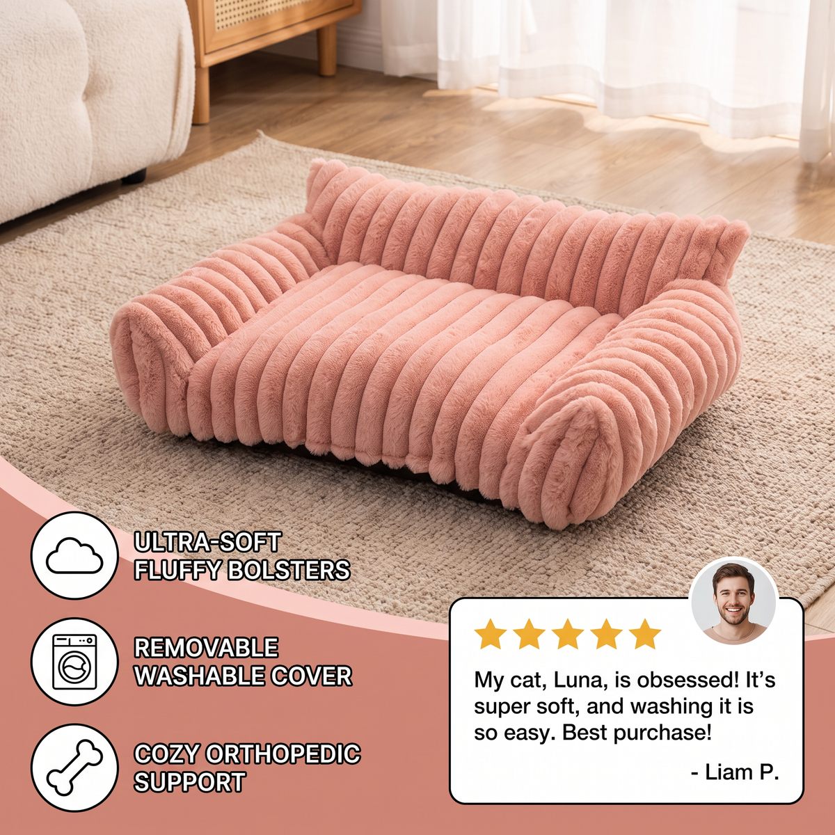 Cloud-Style Pet Sofa with Washable Cover