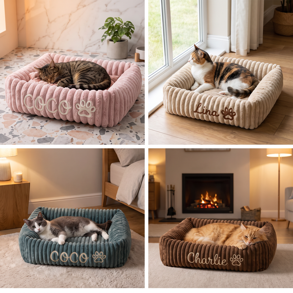 Personalised Cloud-Style Cat Bolster Bed
