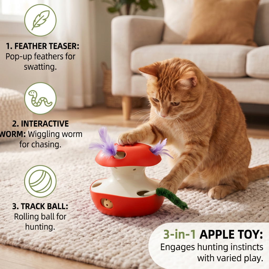 Apple-Shaped Pop-Out Cat Activity Toy
