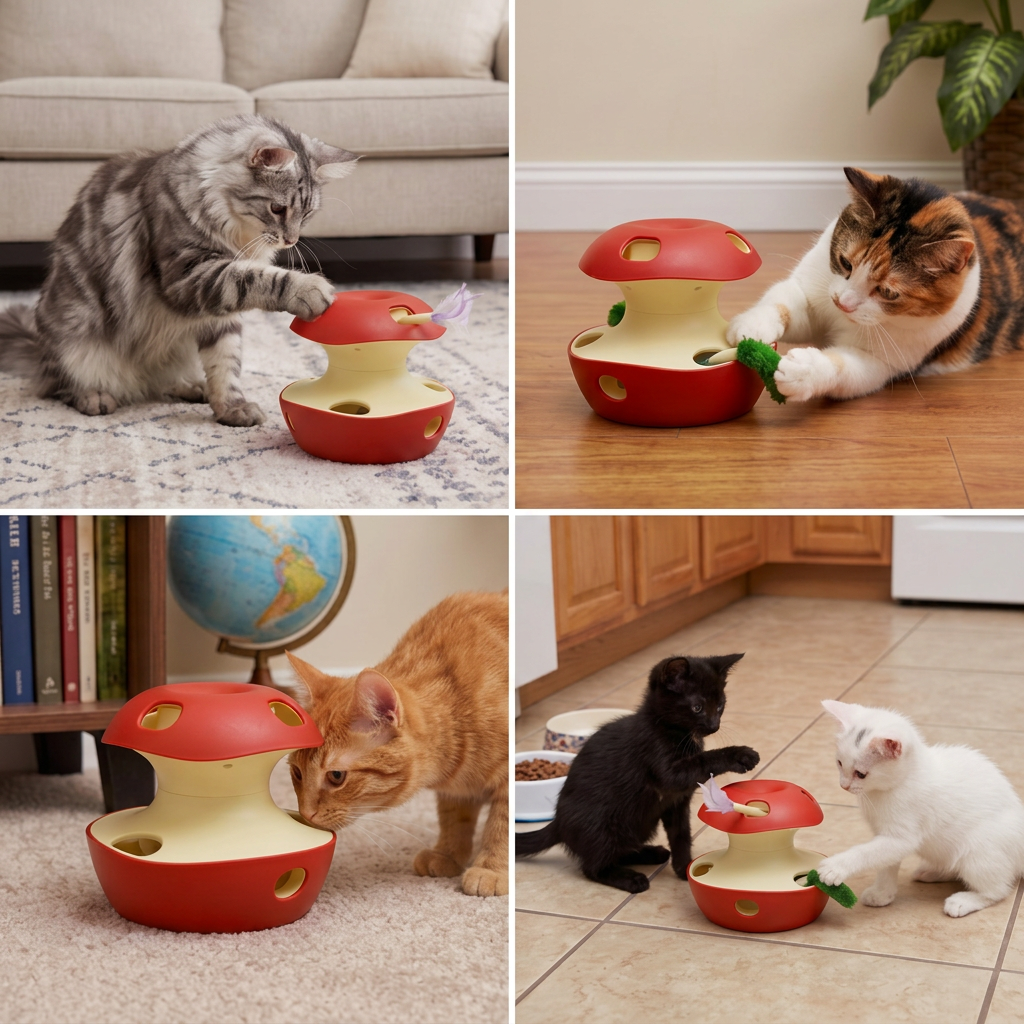 Apple-Shaped Pop-Out Cat Activity Toy