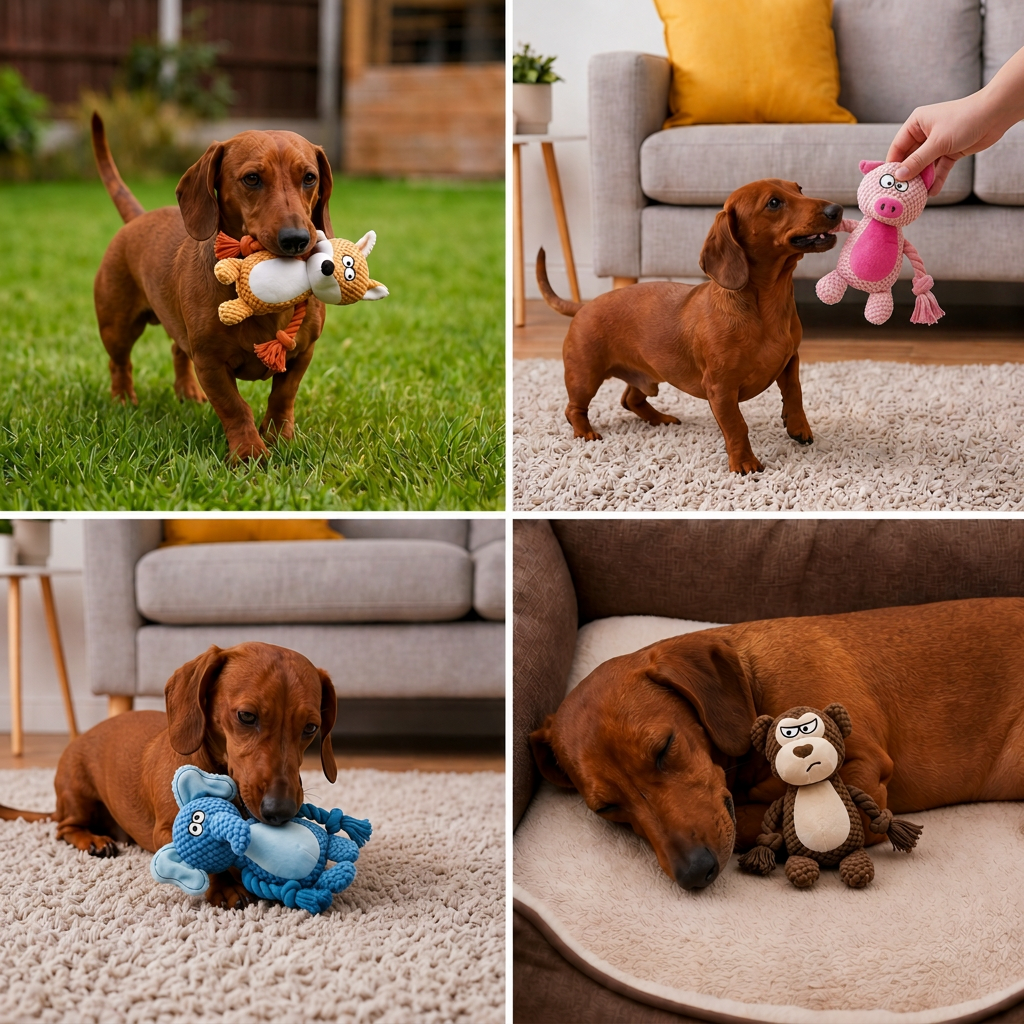 Plush & Cotton Rope Squeaky Dog Toy