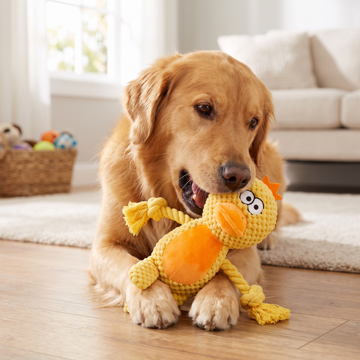 Plush & Cotton Rope Squeaky Dog Toy