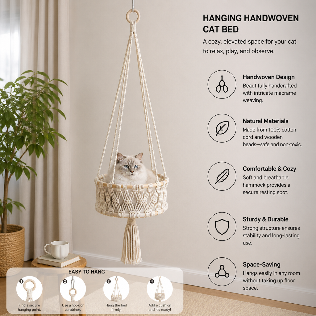 Handwoven Hanging Cat Resting Bed