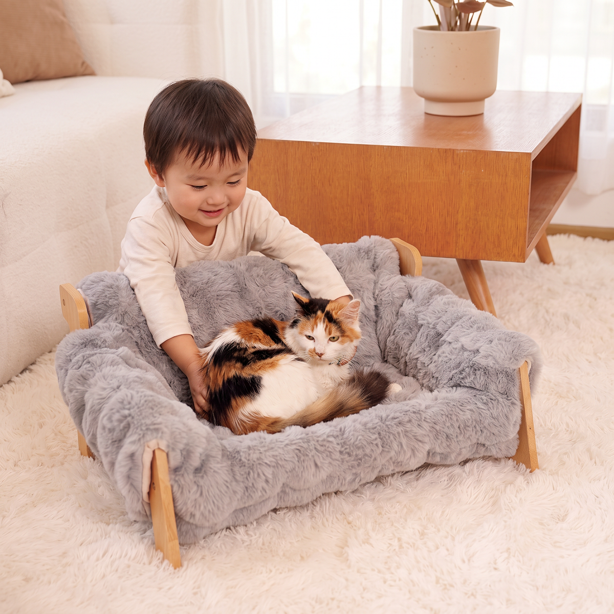 Raised Solid-Wood Cat Sofa Bed