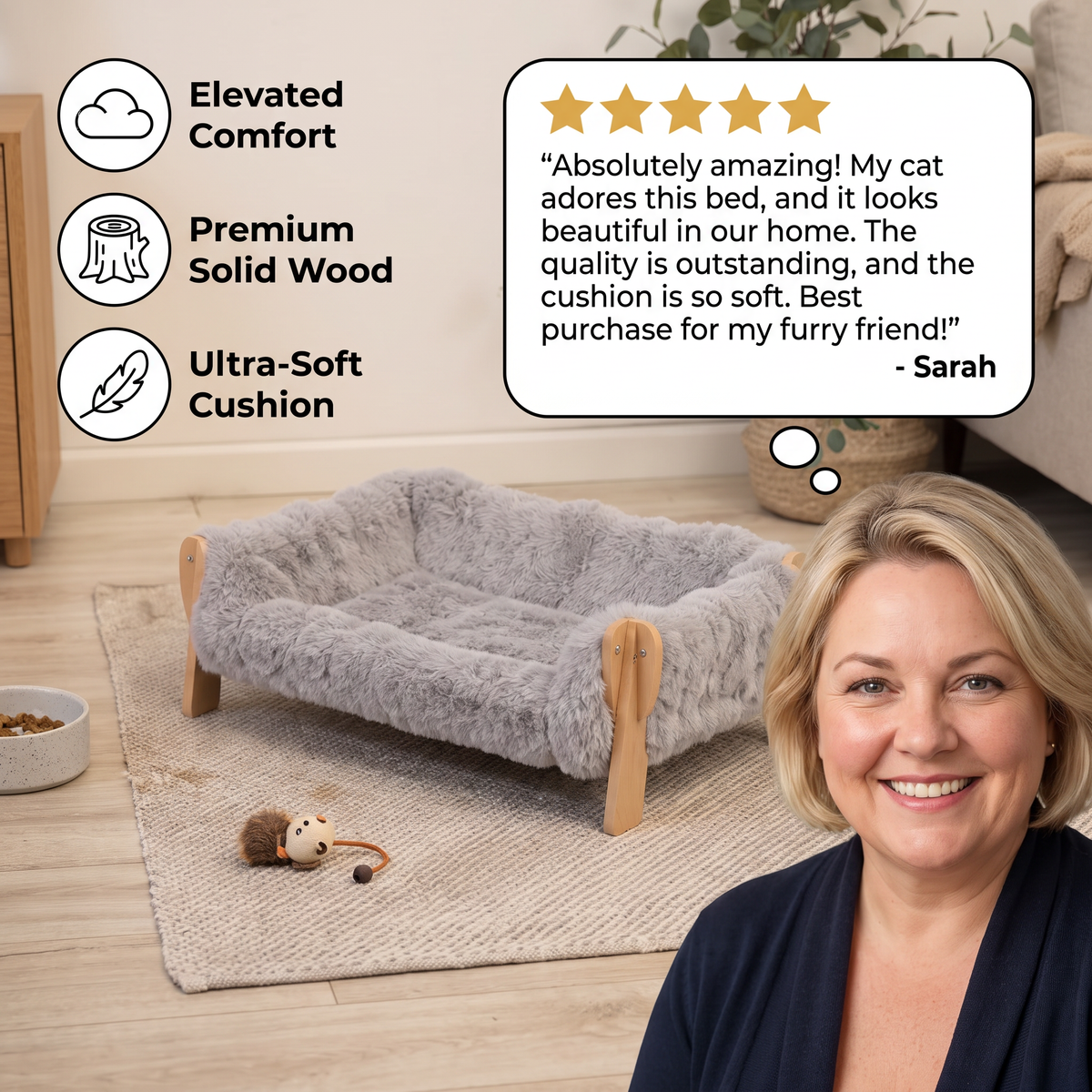 Raised Solid-Wood Cat Sofa Bed