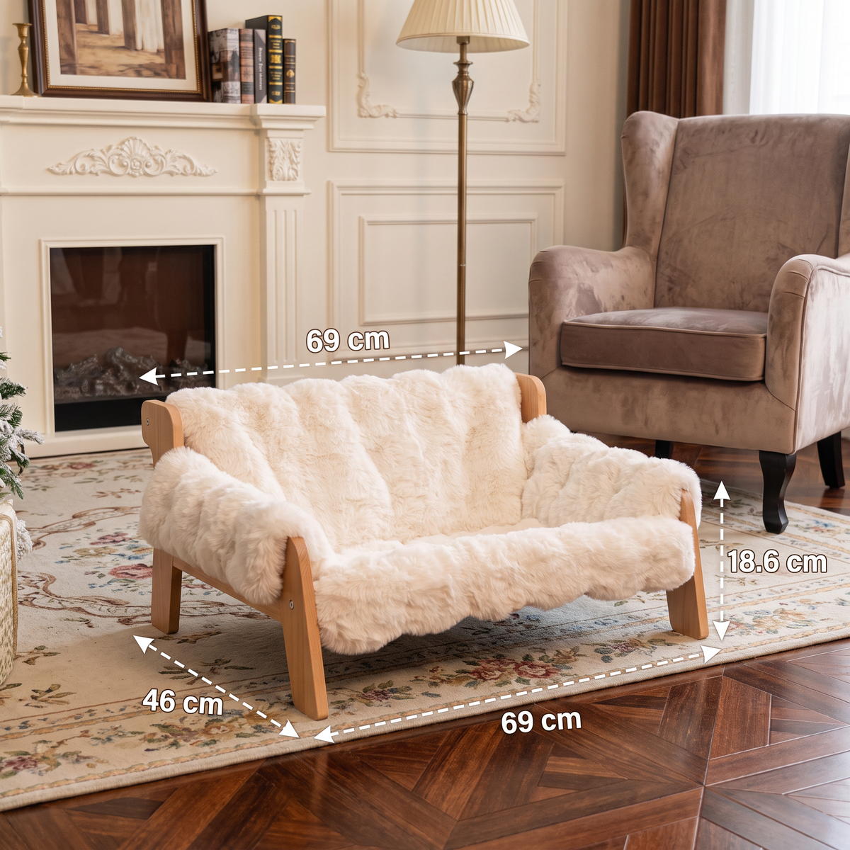 Raised Solid-Wood Cat Sofa Bed