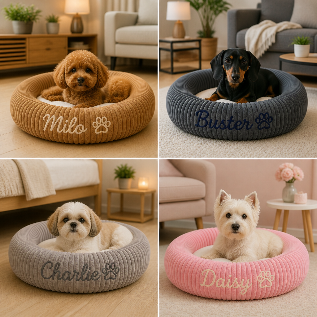Personalised Round Plush Dog Bed