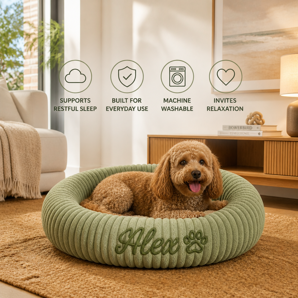 Personalised Round Plush Dog Bed