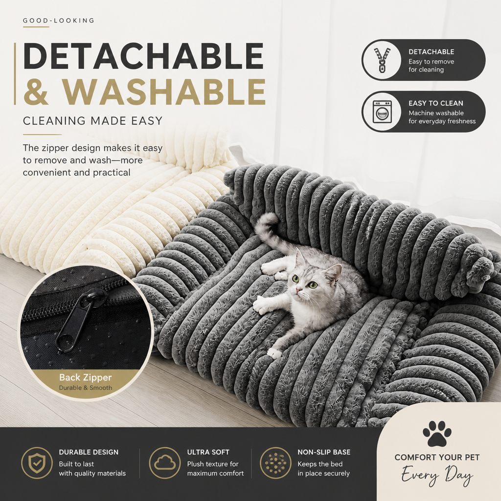 Cloud-Style Cat Sofa with Washable Covers