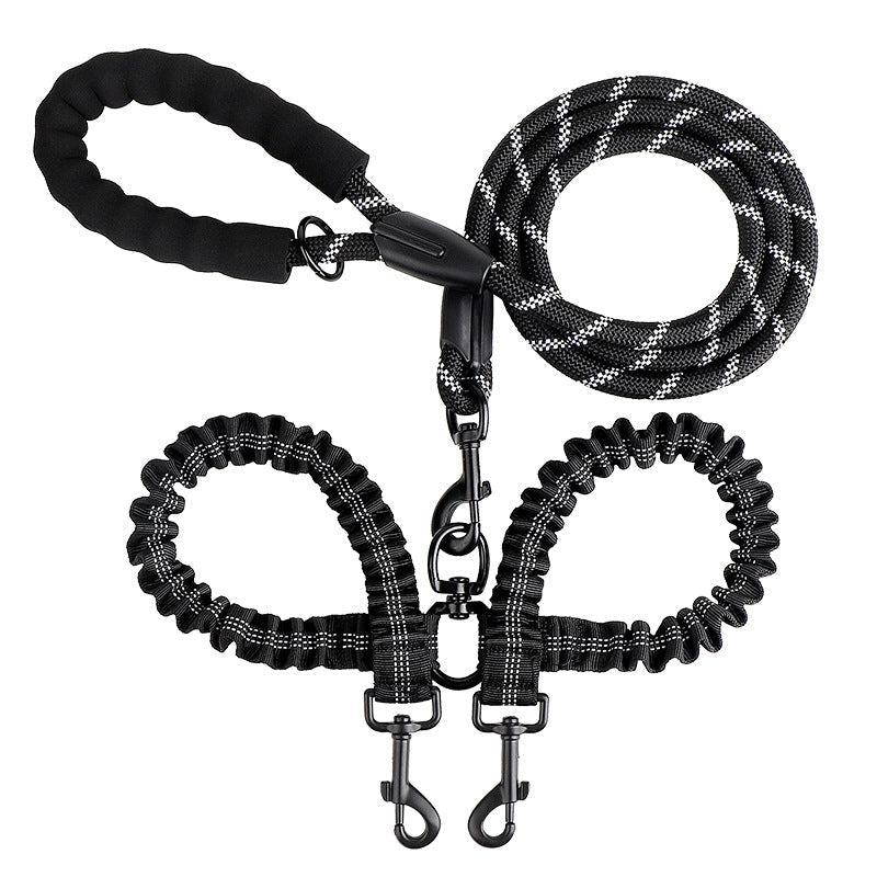Dual Dog Lead with Bungee Sections & 360° Swivel