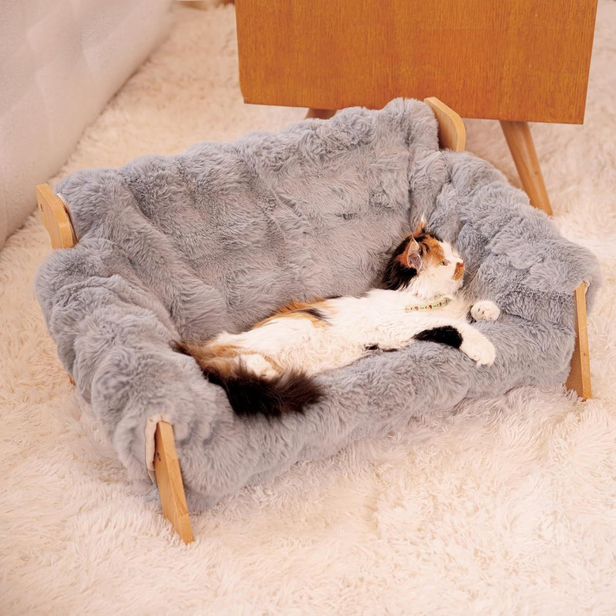 Raised Solid-Wood Cat Sofa Bed