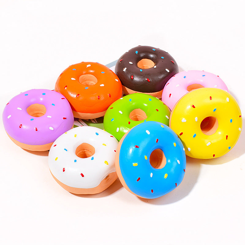 Colourful Doughnut Squeaky Dog Toy