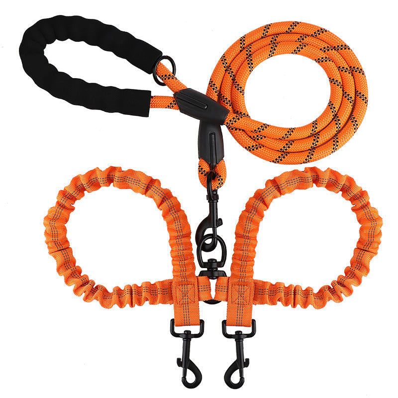 Dual Dog Lead with Bungee Sections & 360° Swivel