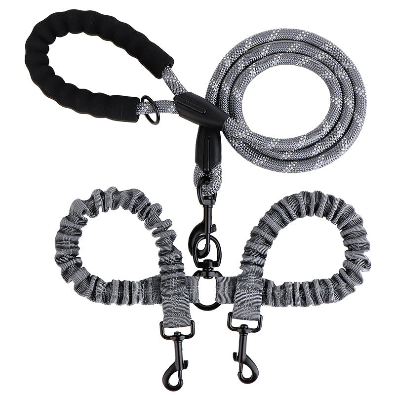 Dual Dog Lead with Bungee Sections & 360° Swivel