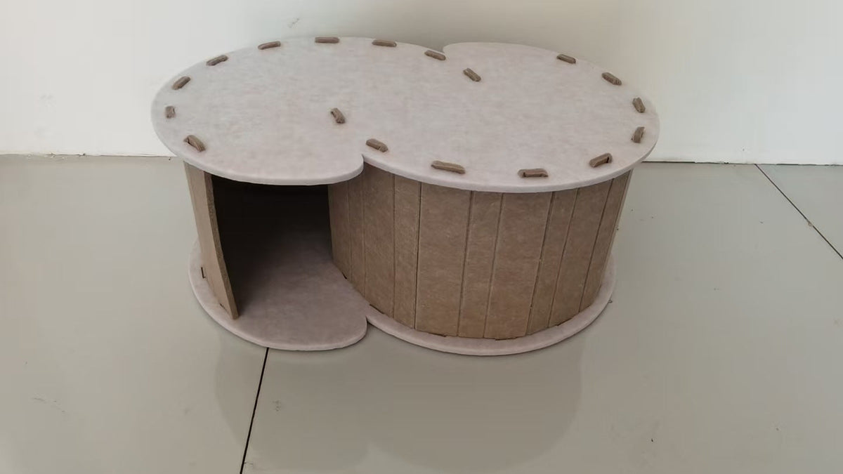 Cat Hideaway Bed with Built-In Scratching Area