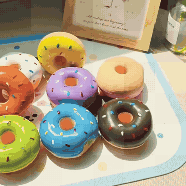 Colourful Doughnut Squeaky Dog Toy