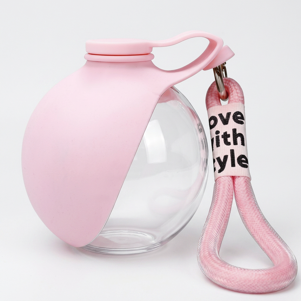 Sphere-Style Dog Travel Bottle with Silicone Bowl